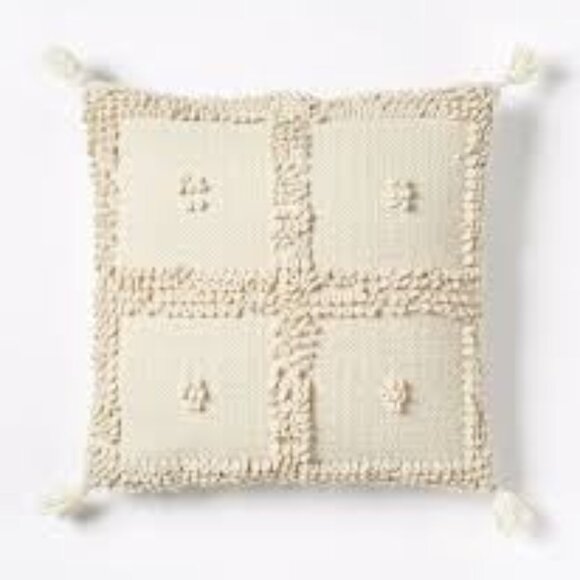 Boho beige wool pillow case cover neutral eclectic home decor hippie shabby chic - Picture 1 of 8